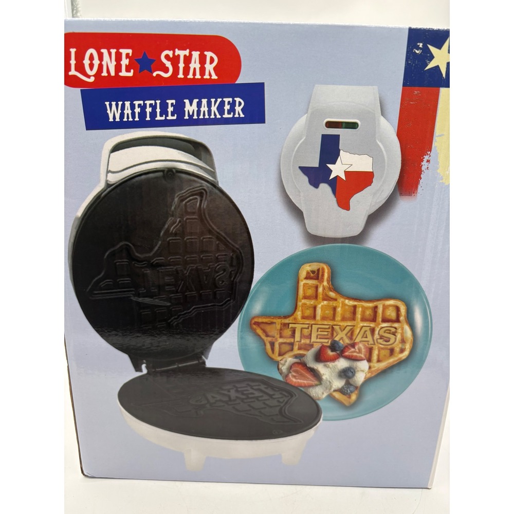 Lone Star Waffle Maker Texas State Outline Non Stick White TX USA Breakfast new